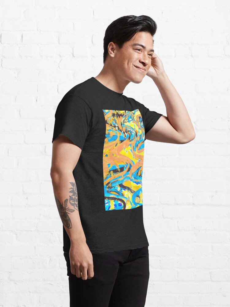 Alternate view of Abstract Pop Art Decor - Poptastic 2 - Neon Orange, Yellow and Blue Swirls Classic T-Shirt