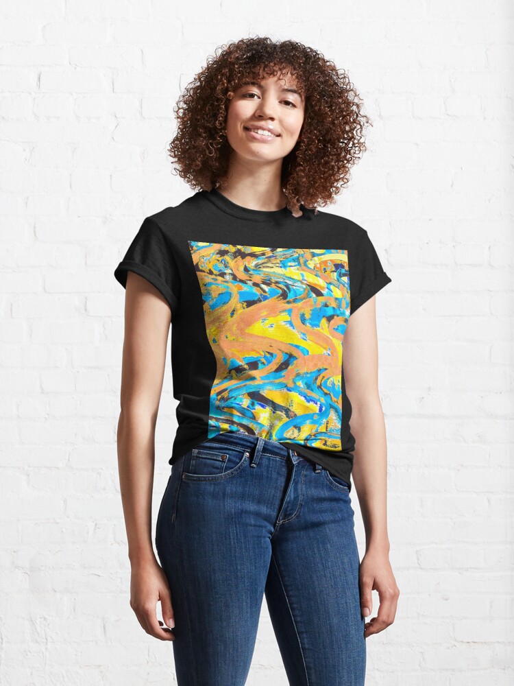 Alternate view of Abstract Pop Art Decor - Poptastic 2 - Neon Orange, Yellow and Blue Swirls Classic T-Shirt