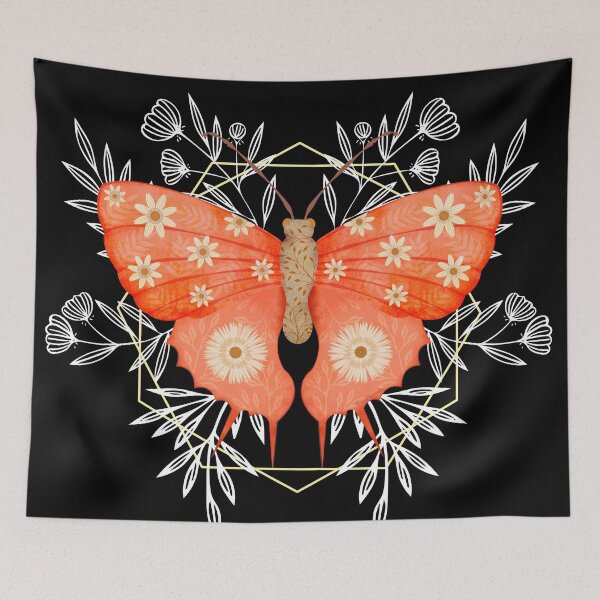 Item preview, Folk art pink butterfly  designed and sold by Prita-D.