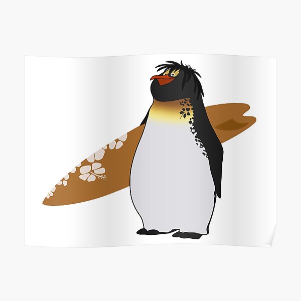Cartoon Penguin Wall Art Redbubble - surfer tux linux penguin roblox