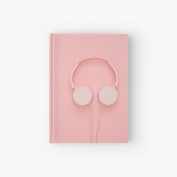 Cuaderno de tapa dura «Auriculares rosa sobre fondo rosa» de QuietPool |  Redbubble