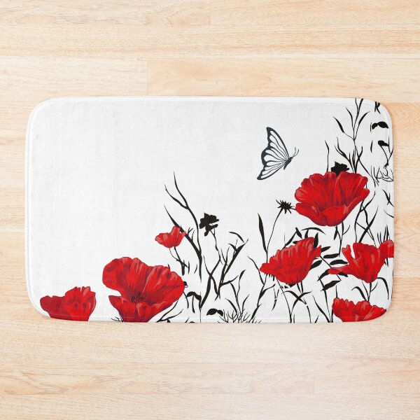 Item preview, Poppies and Butterfly, Floral Prints, Rede, Black and White Art designed and sold by meggydesigns.