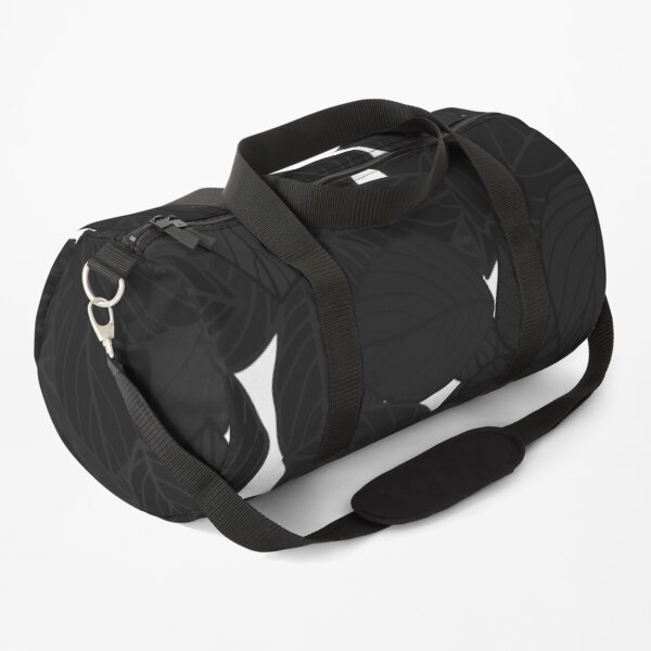 Monochrome Botanical Floral Leaves Duffle Bag