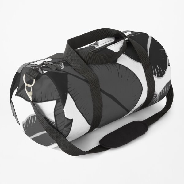 Monochrome Botanical Floral Leaves Duffle Bag