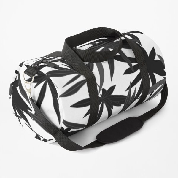 Monochrome Botanical Floral Leaves Duffle Bag