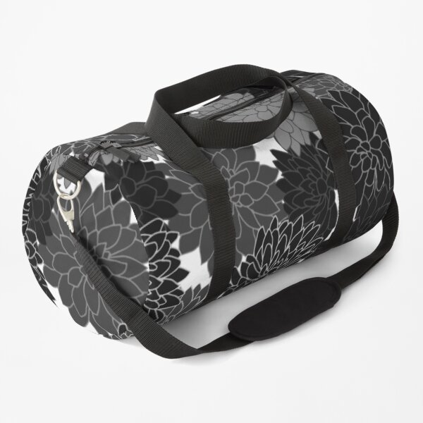 Monochrome Botanical Floral Leaves Duffle Bag