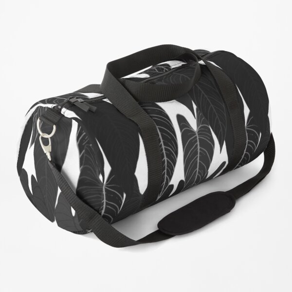 Monochrome Botanical Floral Leaves Duffle Bag
