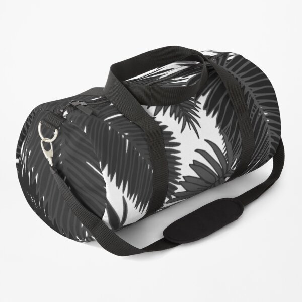 Monochrome Botanical Floral Leaves Duffle Bag