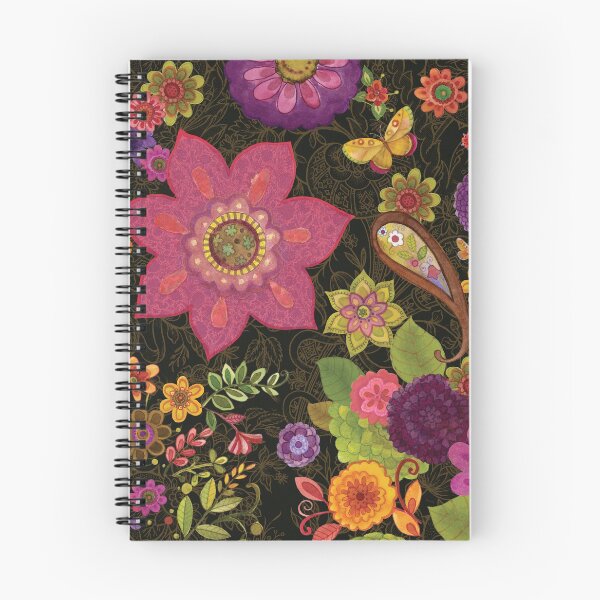 Item preview, Bohemian flowers on black  designed and sold by Sue Zipkin.
