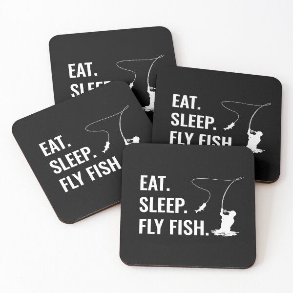 Item preview, Eat Sleep Fly Fish with a Fisherman Silhouette designed and sold by EstelleStar.