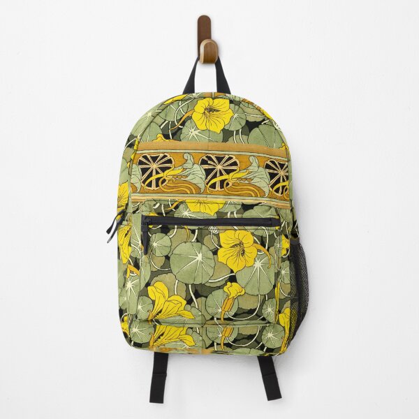 Item preview, GOLD YELLOW NASTURTIUM FLOWERS,GREEN LEAVES Art Nouveau Floral designed and sold by BulganLumini.