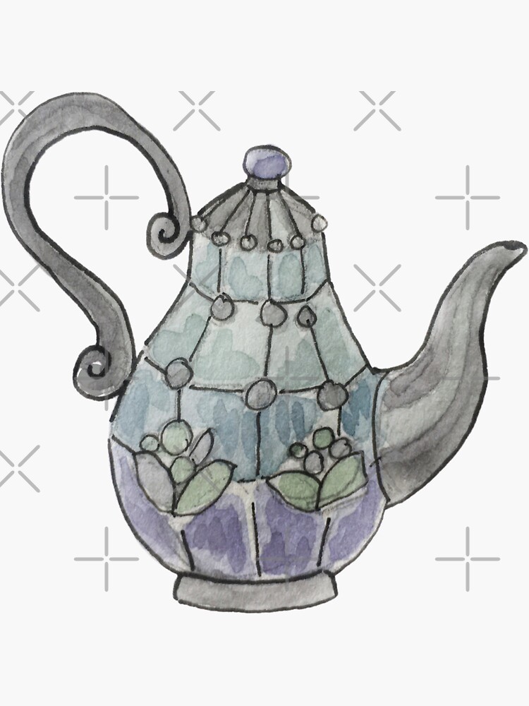 Fairy Teapot Illustration in Watercolor by WitchofWhimsy