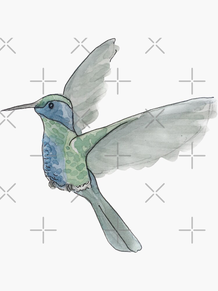 Cute Hummingbird Illustration in Watercolor by WitchofWhimsy