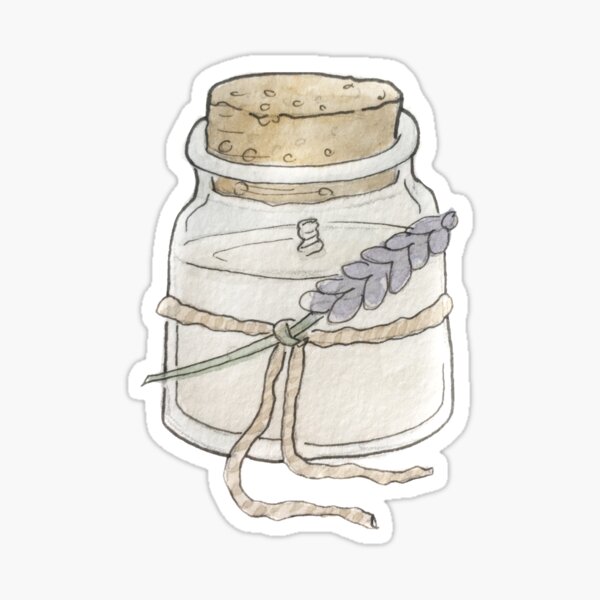 Fairy Candle in a Corked Jar Illustration in Watercolor Sticker
