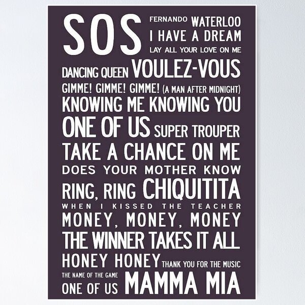 Mamma Mia Songs Gifts & Merchandise for Sale