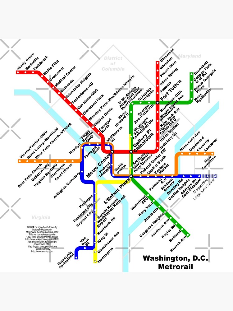 Thumbnail 5 of 5, Coasters (Set of 4), Washington DC Metro Subway Map designed and sold by jutulen.