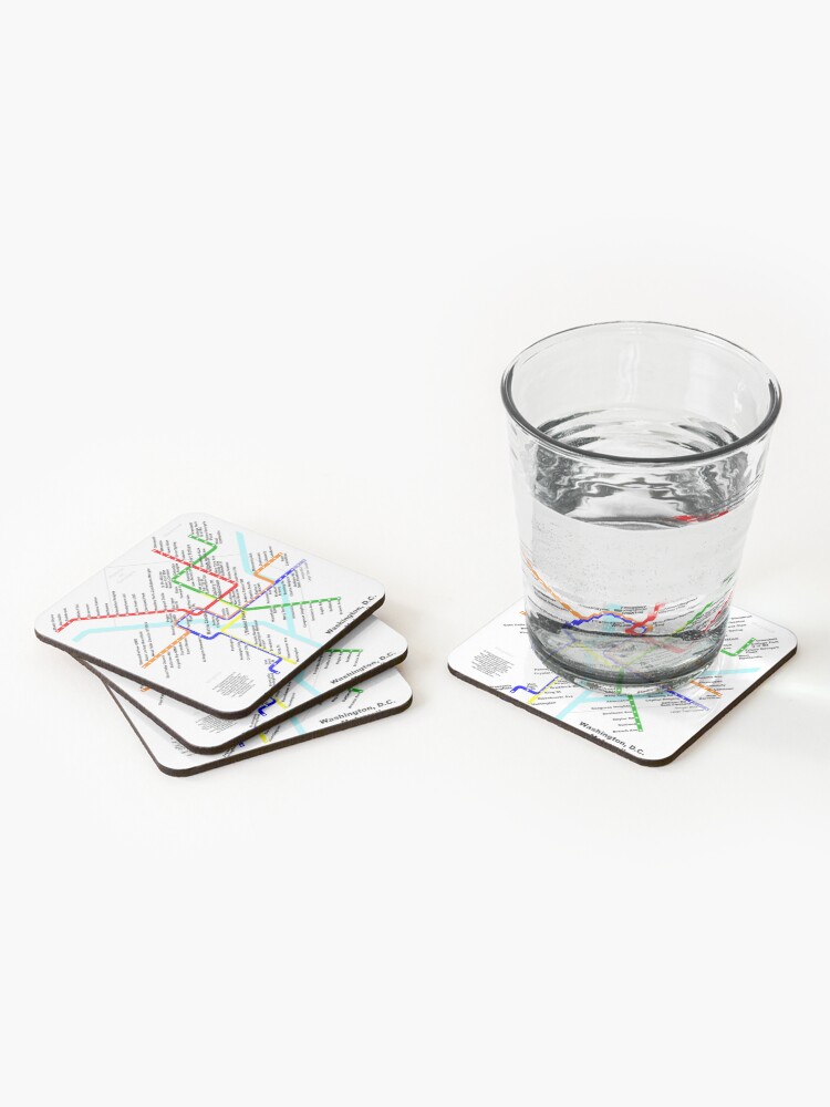 Thumbnail 2 of 5, Coasters (Set of 4), Washington DC Metro Subway Map designed and sold by jutulen.