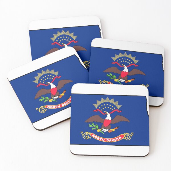 Item preview, North Dakota state outline with flag designed and sold by okunicka.