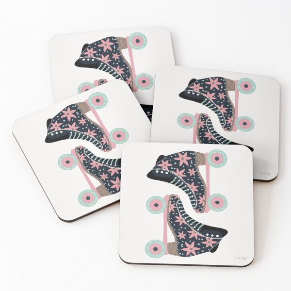 Item preview, Retro Roller Skates – Denim & Pink designed and sold by Cat Coquillette.