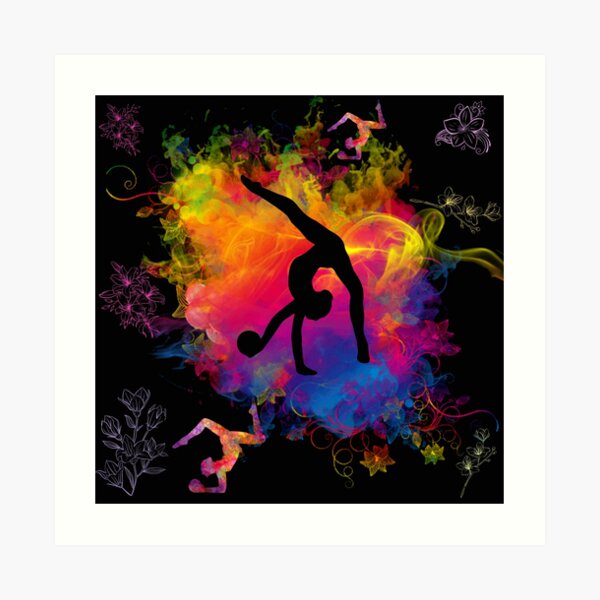 Photo & Art Print abstract silhouette of girl who practice gymnastics