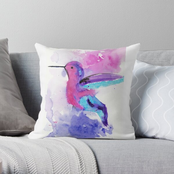 Hummingbird in Flight Throw Pillow