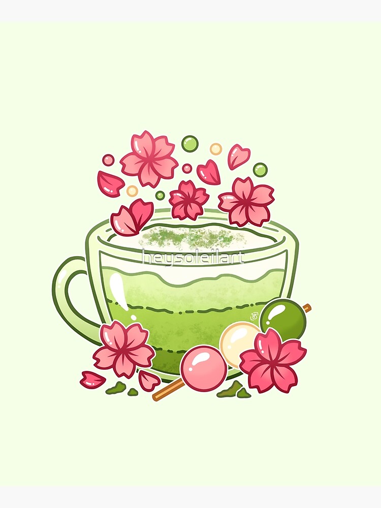 Sakura Matcha Tea by heysoleilart