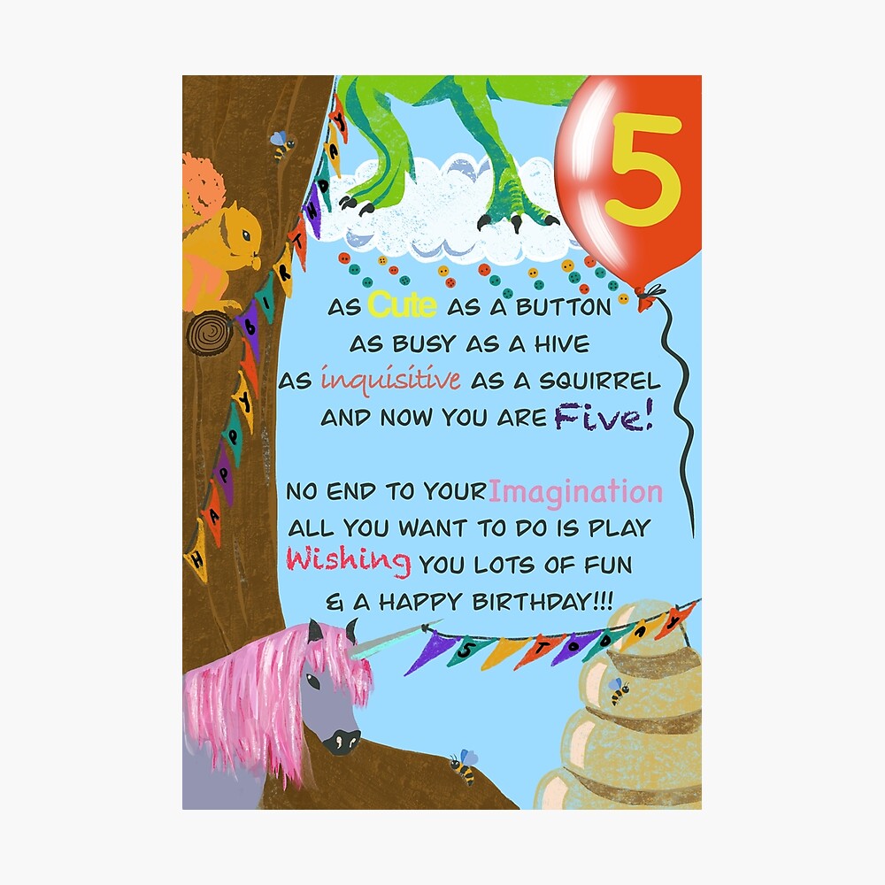 5th birthday card poem