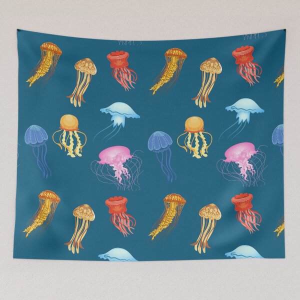 Item preview, Cartoon Ocean jellyfish sea life pattern designed and sold by OneTimeEngineer.