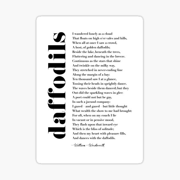 Item preview, I Wandered Lonely as a Cloud by William Wordsworth designed and sold by TypographyTales.