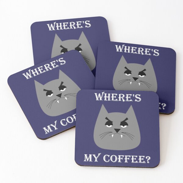 Item preview, Grey cat needs coffee design designed and sold by Fluffpotsdesign.