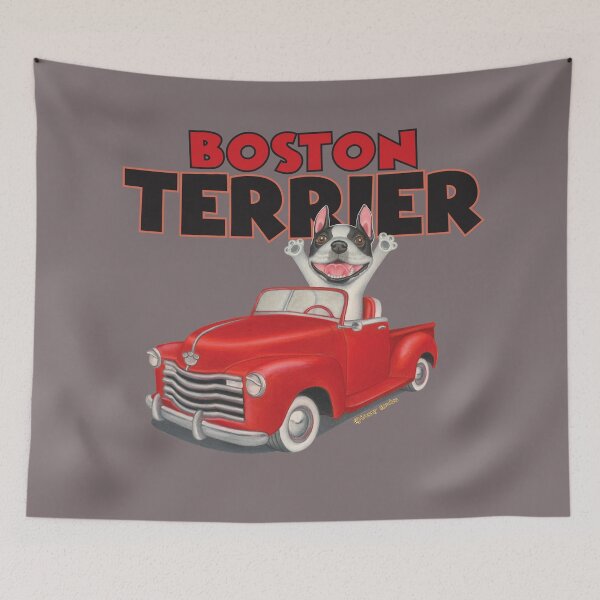 Item preview, Boston Terrier in Classic Red Truck designed and sold by Danny Gordon.