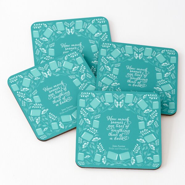 Item preview, Jane Austen Pride and Prejudice Teal Floral Bookish Quote designed and sold by Bookish and Wonderful.