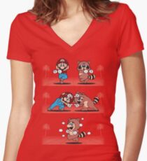 Tanooki Fusion Women's Fitted V-Neck T-Shirt