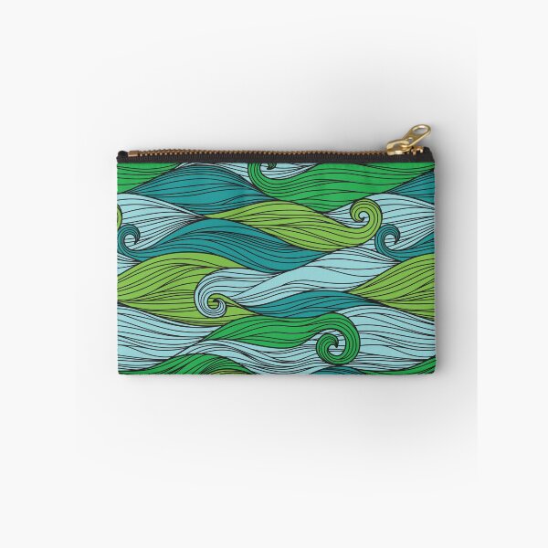 Item preview, Pattern Waves Sea Ocean Blue Green Drawing designed and sold by Artcraft-Ink.