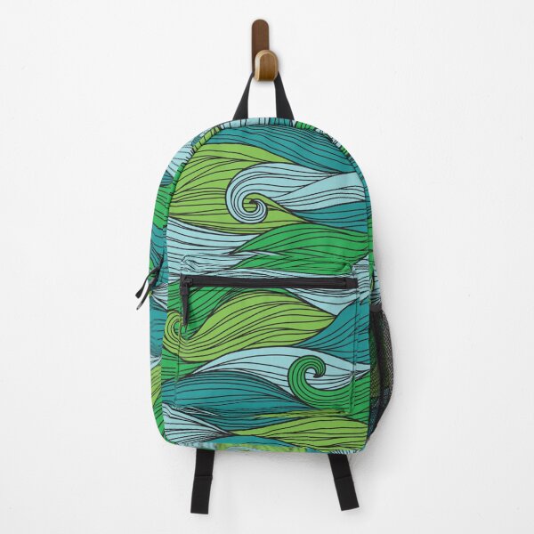 Item preview, Pattern Waves Sea Ocean Blue Green Drawing designed and sold by Artcraft-Ink.