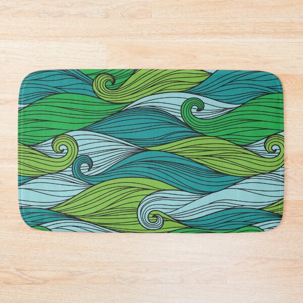 Item preview, Pattern Waves Sea Ocean Blue Green Drawing designed and sold by Artcraft-Ink.