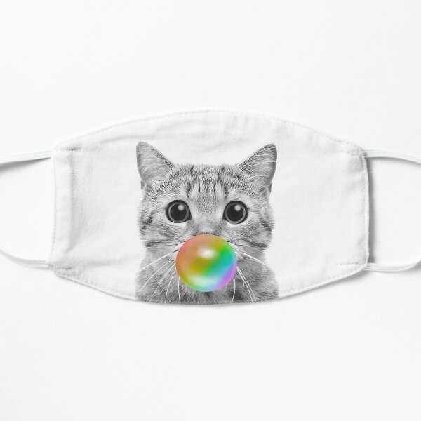 Rainbow Bubble Cat Flat Mask