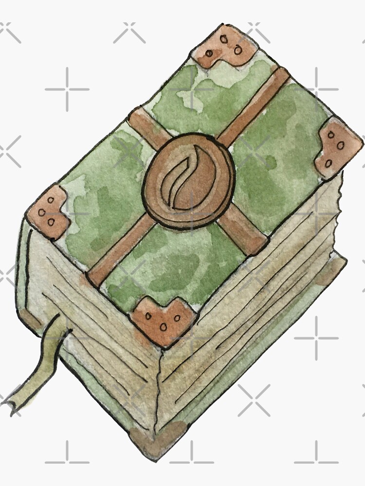 Old Book of Green Magic Illustration in Watercolor by WitchofWhimsy