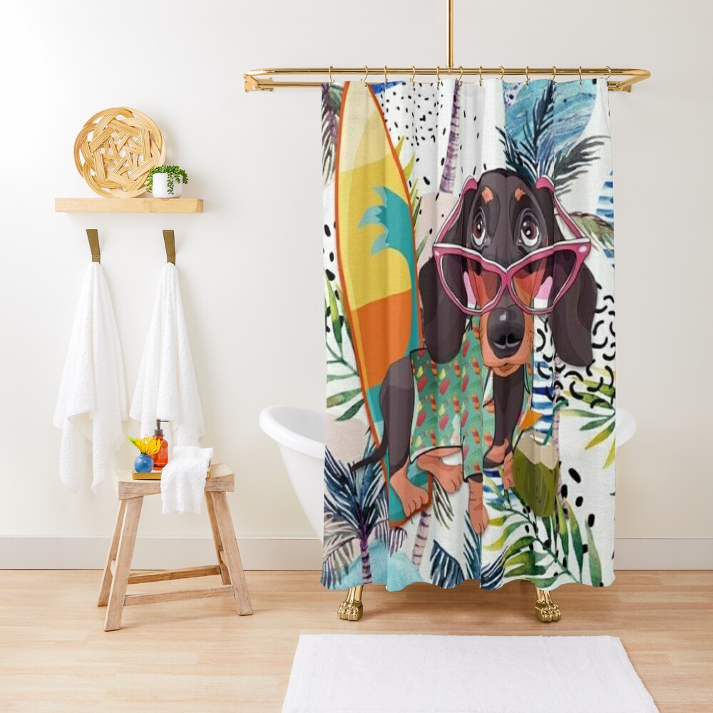 Disover Dachshund Dog popart art Shower Curtain