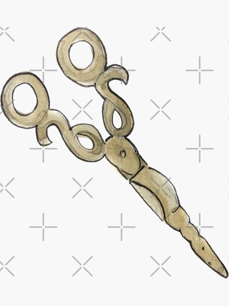 Antique Herb Shears Illustration in Watercolor by WitchofWhimsy