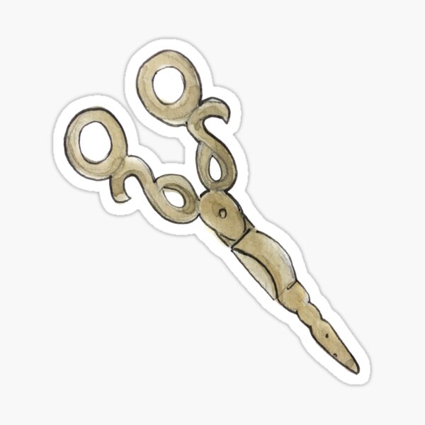 Antique Herb Shears Illustration in Watercolor Sticker