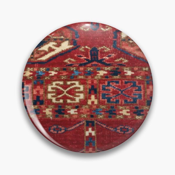 Item preview, Akhal Oasis Red Band 19th Century Authentic Colorful Blue Star Medallion Rug designed and sold by vintagepatterns.