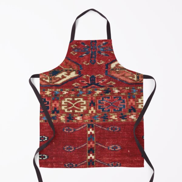 Item preview, Akhal Oasis Red Band 19th Century Authentic Colorful Blue Star Medallion Rug designed and sold by vintagepatterns.