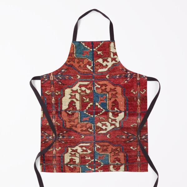 Item preview, Akhal Oasis Red Stars II 19th Century Authentic Colorful Picture of a Blue Star and Medallion Rug designed and sold by vintagepatterns.
