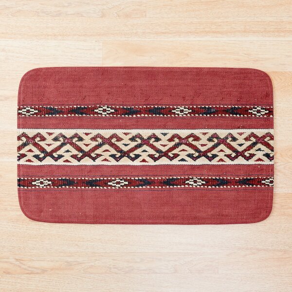 Item preview, Triangle Stripe Kilim 19th Century Authentic Colorful Picture of a Red Black and White Rug designed and sold by vintagepatterns.