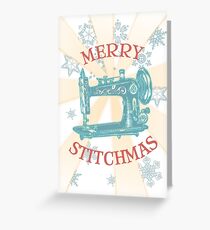 vintage sewing machine Christmas holiday card & sticker Grußkarte