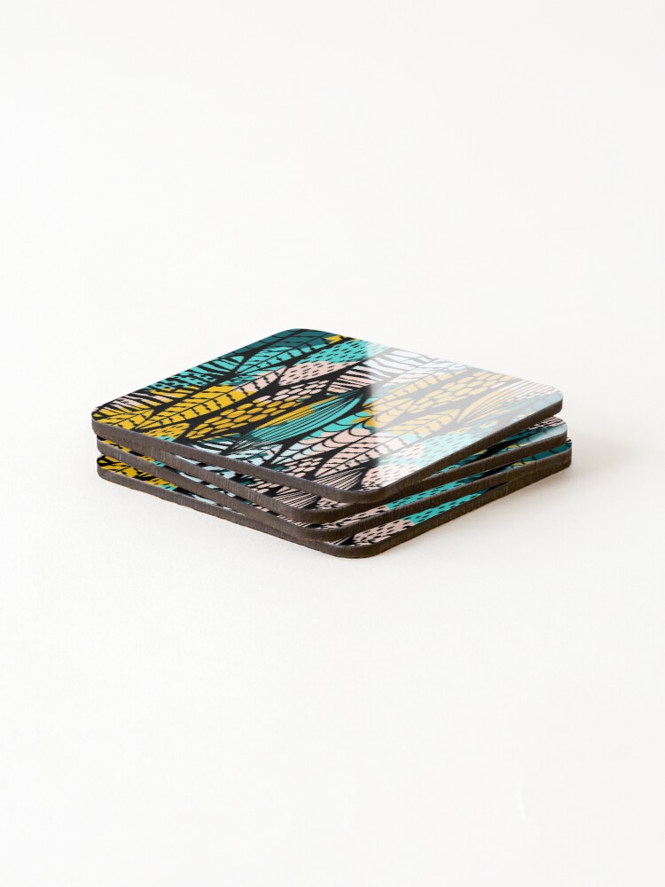 Thumbnail 4 of 5, Coasters (Set of 4), Abstract Leaves Pattern designed and sold by masterbones.