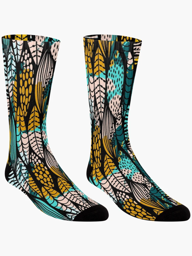 Thumbnail 3 of 5, Socks, Abstract Leaves Pattern designed and sold by masterbones.