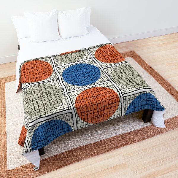 Mid-Mod Circle Grid - Scarle /Blue/Sand Comforter