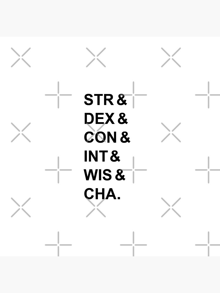 Copy of STR DEX CON INT WIS CHA black on white Pin